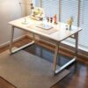 Modern Minimalist Computer Desk with White Frame Perfect for A Home Office