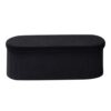 Modern Oval Storage Ottoman Bench, Folding Teddy Fleece, 660LBS, Black