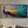 Modern Peacock Printed Canvas Painting Frameless (A,12X24 inch)