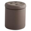Modern Round Faux Leather Storage Ottoman with Lid Upholstered Footstool Shoe Bench Hidden Storage for Entryway Living Room Lightweight
