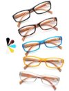 MODFANS 5 Pack Reading Glasses Women Men,Wood-Look Square Readers Spring Hinges 5 Pouch
