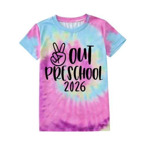 MODNTOGA Toddler Girl Boy Peace Out Pre-School Shirt 2026 Pre-School Graduation T-Shirt Last Day of School Summer Tee Tops (Purple Blue-2026, 5-6 Years)