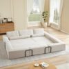 Modular Sofa Bed Convertible Floor Couch with Cylindrical Pillow,Cloud Corduroy Multi-Functional Sectional Sofa Fold Out Sleeper Sofa Bed,Modern L-Shaped Sleeper Couch with Fixed Frame