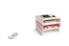 Modular Stackable Desk Organizer | Aesthetic Office Storage Box | Desktop Stationery Holder, Tech Accessories Tray, Gift for Desk - White & Pink