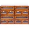 Modular Stackable Fully Assembled Set of 4 Storage Drawers - 12 Drawer See-Through Display Cabinets - 4-Level Desktop Organizer - Wood Box w/Metal Handle Collectible Card Bedazzling Decluttering