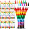 Moinchore 24 Sets End of Year Gift Includes Buildable Crayons with Gift Cards and Double Sided Adhesive Dots for Prizes Summer Birthday Party Supplies(12 Colors Rainbow)