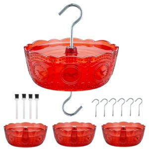 Moinmoly Ant Moat for Hummingbird Feeders, 6 OZ, 4 Pack, Red
