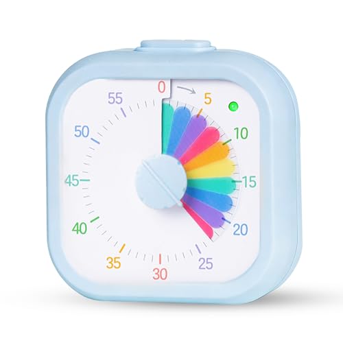 Moiubik Visual Timer for Kids 60 Minute Countdown Timer Rainbow Square Desktop Timer for Classroom Study Office Kitchen with Silent Operation (Blue)