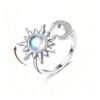 MOJOROUS Fidget Ring for Anxiety for Women Cubic Zirconia Moon Star Sun Bead Open Adjustable Rotatable Rings Anti Anxiety Relief Spinner Band Ring for Stress Relief Items