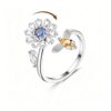 MOJOROUS Fidget Ring for Anxiety for Women Cubic Zirconia Moon Star Sun Bead Open Adjustable Rotatable Rings Anti Anxiety Relief Spinner Band Ring for Stress Relief Items