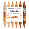Molotow One4All Acrylic Twin Marker Wood Set (1.5 and 4.0 mm Line Width, High Coverage and Permanent, Quick Drying, Refillable, for Almost All Surfaces) Pack of 6 Assorted