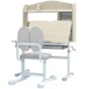 Momiaday Kids Study Desk and Chair Set with Adjustable Height, Tiltable Desktop, Hutch and Drawer for Ages 3-12, Gray