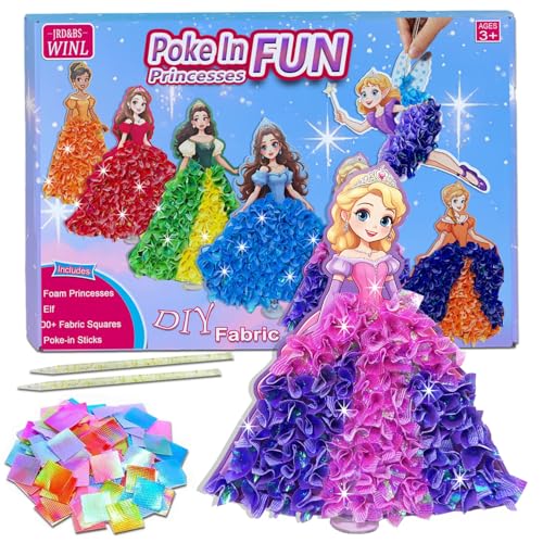 mom&myaboys Poke in Fun Art Kit for Kids DIY Princess Craft Set Birthday Gifts for Girls Ages4-8,Mess-Free Art for Children Fun Activity for Boys Old 3 4 5 6 7 8 9,Christmas Gift for Kid 3 Up