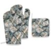 Money American Bill Dollar Oven Mitts Three Piece Set of Insulated Gloves and Pot Mats for Cooking BBQ Baking