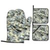 Money American Bill Dollars Sign Heat Resistant Oven Mitts and Pot Holders Set of 4-500°f Protection Utensil Pocket for Grilling, Baking, Cooking