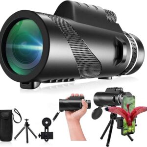 Monocular-Telescope 80x100 High Powered Monoculars High Definition for Adults High Powered with Smartphone Adapter Telescope Hunting Wildlife Bird Watching Travel Camping Hiking-Black