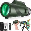 Monocular-Telescope 80x100 High Powered Monoculars High Definition forAduts High Powered with HD BAK4 Prism Smartphone AdapterTelescope Bird Watching Travel Camping Hiking-Green