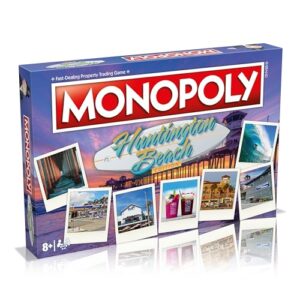 Monopoly Board Game Huntington Beach Edition: 2-6 Players Family Board Games for Kids and Adults, Board Games for Kids 8 and up, for Kids and Adults, Ideal for Game Night