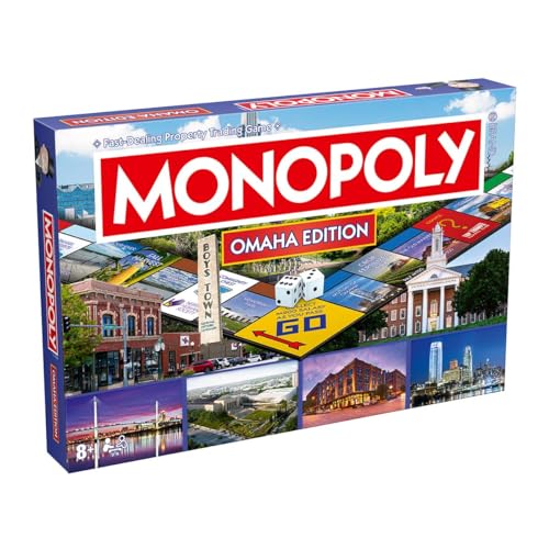 Monopoly Board Game Omaha NE Edition : 2-6 Players Family Board Games for Kids and Adults, Board Games for Kids 8 and up, for Kids and Adults, Ideal for Game Night
