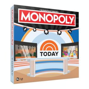 Monopoly: Today Board Game, Buy, Sell & Trade Studio1A, Today Plaza & More, Includes 6 Collectible Mover Tokens - Today Coffee Mug, Umbrella, Camera & More, Official NBC Universal Merchandise