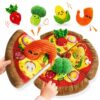 Montessori Baby Sensory Pizza Plush Toy with Peel & Stick for 6-36 Months