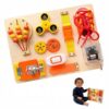 Montessori Busy Board for Toddlers, Wooden Sensory Toys Autistic Children, Travel Toys for Educational Fidget Board with Switches & Music Boxes, fidget spinner, Locks for Baby Boy&Girl-Birthday Gifts