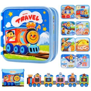Montessori Busy Book for Toddlers 1-3, Felt Busy Board, Train Travel