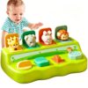 Montessori Interactive Pop-Up Animal Toy, Cause & Effect Learning Toy with 4 Switches, Surprise Animal Sensory Play for Baby Boys & Girls 6–18 Months