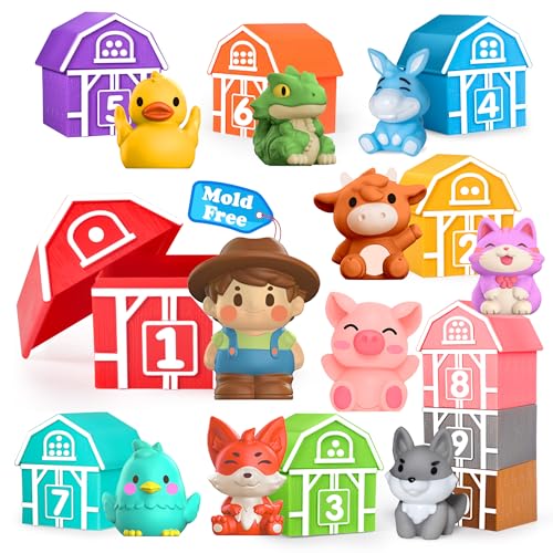 Montessori Learning Toys for 1,2,3 Year Old Toddlers, 20Pcs Farm Animal Preschool Sensory Toys for Counting, Matching, Sorting & Fine Motor Games, Christmas Birthday Easter Gift for Baby Boys Girls