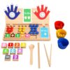 Montessori Math Learning Toy for Kids 3-7 – Wooden Counting Board with Beads, Number Blocks & Cards – Preschool STEM Educational Toy for Addition, Subtraction, Sorting & Fine Motor Skills