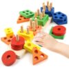 Montessori Toys for 1 2 3 Year Old Girls Boys, Wooden Sensory Toys for 1-3 Year Old Birthday Gifts, Education Toddler Puzzles Toddler Easter Basket Stuffers Learning Toy Activities Puzzles Ages 1-3