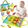 Montessori Toys for 1 Year Old, My First Carrot Garden Baby Toy with Color Sorting, Crinkle & Rattle, Fine Motor Skills, Educational Sensory Toys for 1 2 3 Year Old Boy Girl Gifts Birthday