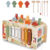 Montessori Toys for 1 Year Old, Wooden Hammering Pounding Toy with Xylophone, Fishing Game, Whack a Mole Game, Toddler Learning Toys for 1 2 3 Year Old Baby Girls Boys Christmas Birthday Gifts