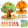Montessori Wooden Sorting Toy for Kids Ages 3-5, Apple Tree Learning Toy