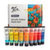 Mont Marte Studio Acrylic Paint Set, 18 Piece, 36ml Tubes. Lightfast Colours with Great Coverage, Ideal for Canvas, Wood, Fabric, Leather, Cardboard, Paper, MDF and Crafts.
