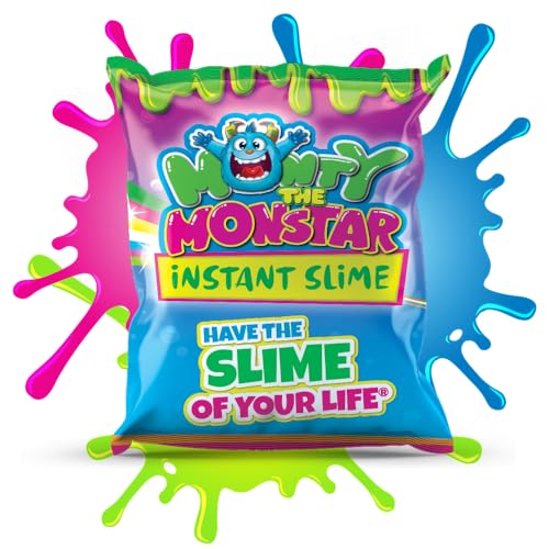 Monty Instant Slime Box | 4-Pack Instant Slime Powder Set, Makes Up to 52 Gallons Total, Perfect for Birthday Parties, Field Days, Summer Camps, Color Wars, School Carnivals & Outdoor Games