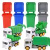 Monwssoe 8 Pack Garbage Truck Toys Set with 4 Recycling Truck, 4 Sorting Bins & 108 Waste Cards – Educational Toddler Play for Home & Preschool