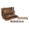 MOOCA Wood Jewelry Display Case, 2-Tier Countertop Display Cabinet with Removable Risers, Earring Ring Organizer, Display Case for Collectibles, Retail Showcase, Brown