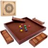 MoodLife Modular Shut The Box Game for 4 Players, 11.8-Inch Wooden Dice Board with 4 Detachable Number Trays and 8 Dice, Expandable Family Tabletop Math Game for Kids and Adults