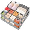 Mooisco 12 Packs Foldable Drawer Organizer Clothes, Closet Storage for Baby Clothes, Underwear, Sock, Non-Woven Fabric Bins for Baby Room, Office, 4 Small 4 Medium 4 Large, Deep Gray