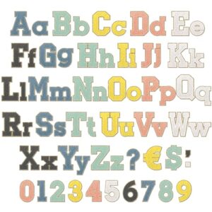 Mooliwe 134 Pcs 5 Inch Bulletin Board Letters for Classroom Alphabet Numbers Combo Set Cutouts Letter for Bulletin Board Display Chalkboard School Decor(Morandi)