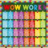Mooliwe 139 Pcs Student Work Display Bulletin Board Decoration Set Colorful Wow Works Cutouts with Clips Names Display Classroom Wall Decor for Teachers Back to School Supplies(Rainbow,Classic)