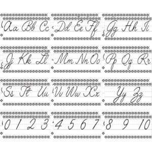 Mooliwe 24 Pcs Cursive Alphabet Line for Classroom Wall 11.8"x6.3" Strip Number Border Posters ABC Alphabet Banner and Numbers 0 to 10 Border for Kindergarten Elementary Home(Black and White)