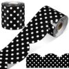 Mooliwe 65 Ft Scalloped Black and White Polka Dot Bulletin Board Borders Classroom Border for Bulletin Board Trim Decorative for Chalkboard Whiteboard Corkboard Locker School Decor