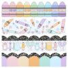Mooliwe 80 Pcs 91.8 ft Composition Notebook Crayon Classroom Bulletin Board Borders Pastel Bulletin Board Trim Scalloped Borders Decorations for Office School Blackboard Chalkboard Desk