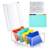 Mooliwe Index Card Holder Clear Acrylic Card Organizer 50 Pcs Divider Sheets for Desk File Note Holders, 4 Compartments Holds 600 Cards(4 x 6 Inch)