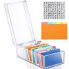Mooliwe Index Card Holder Clear Acrylic Card Organizer 50 Pcs Divider Sheets for Desk File Note Holders, 4 Compartments Holds 600 Cards(3 x 5 Inch)