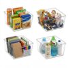 MOONEDGE 4-Pack 12x12x7 Extra Large Clear Plastic Storage Bins with Handles
