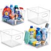 MOONEDGE 4 Pack Extra Large Clear Plastic Storage Bins 13x10x8in Organizers