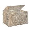 MOORLITER Water Hyacinth Storage Basket with Lid, 27.7 Gallon (105L), White